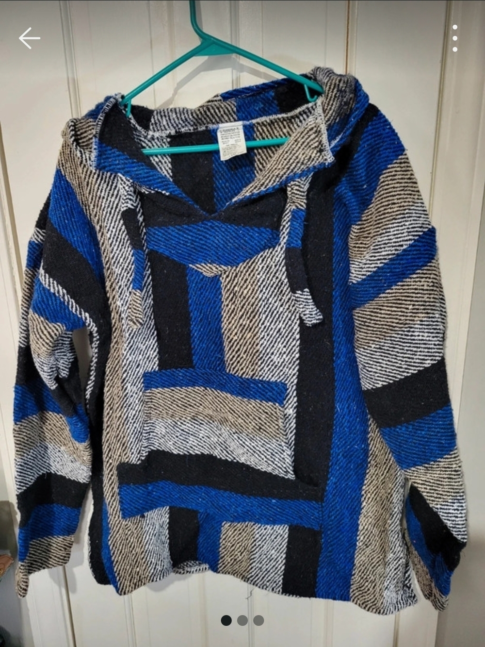 Striped Hooded Baja in Blue, Black & Tan
